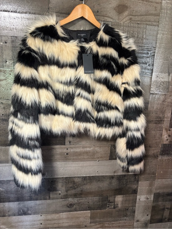 Eloquii Jackets & Blazers - NWT Eloquii Black & Cream Striped Faux Fur Cropped Jacket 14